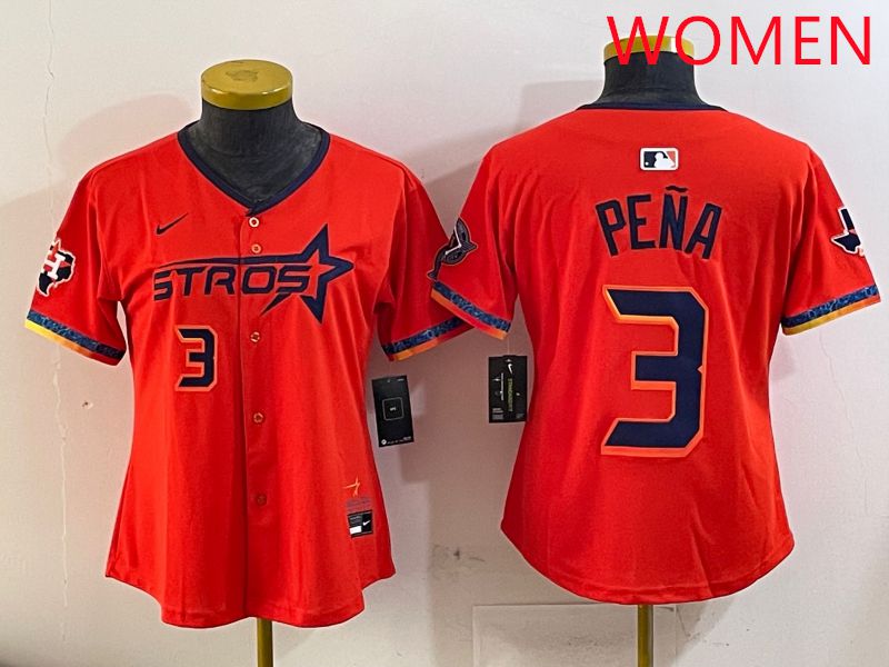 Women Houston Astros #3 Pena Orange Fourth generation Joint Name Nike 2025 MLB Jersey style 4
